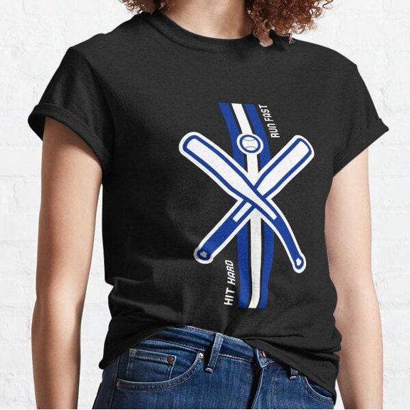 Hit Hard Run Fast Turn Left Baseball Classic T-shirt