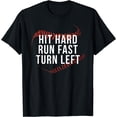 thumbnail image 1 of Hit Hard Run Fast Turn Left Funny Baseball Player & Fan T-Shirt Black 2X-Large, 1 of 4
