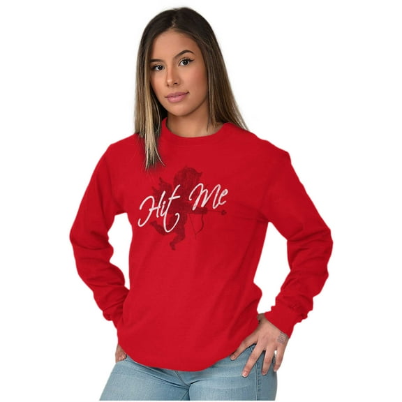 Hit Me Cupid Romantic Valentines Day Women's Long Sleeve T Shirt Brisco Brands S