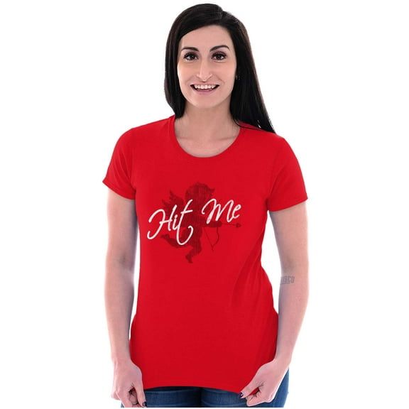 Hit Me Cupid Romantic Valentines Day Womens Slim Fit Graphic Tee Brisco Brands S