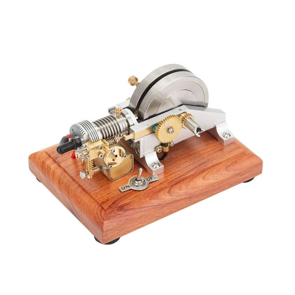 Hit and Miss Gasoline Engine Model, Mini Horizontal Air-Cooled 4-Stroke Single Cylinder Internal Combustion Engine with New Igniter, Brass Alloy Desktop Collectible Gift for Hobbyists