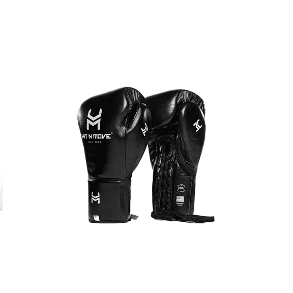 Hit N Move Boxing Gloves - All Day Pro Balance 12oz Black - Lace Up