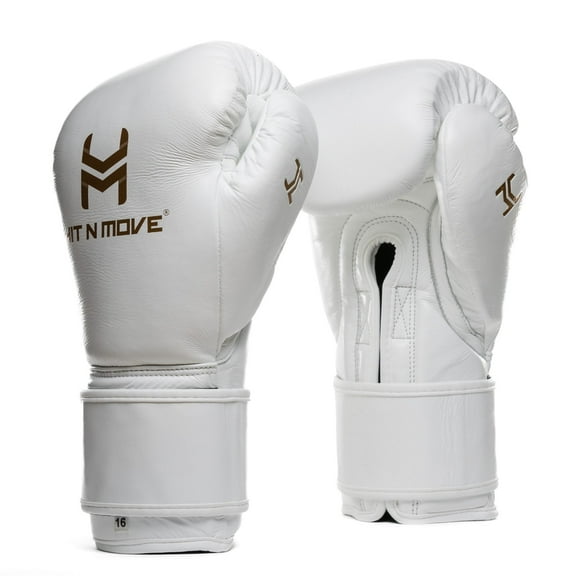 Hit N Move Boxing Gloves - All Day Pro Balance 14oz White - Hook and Loop