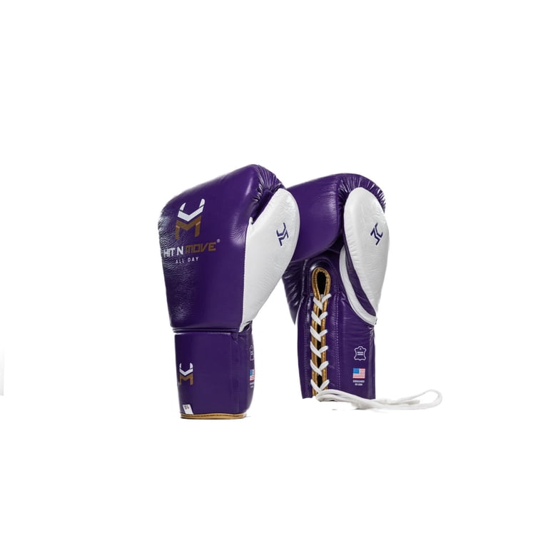 Hit N Move Boxing Gloves - All Day Pro Balance 16oz Purple - Lace
