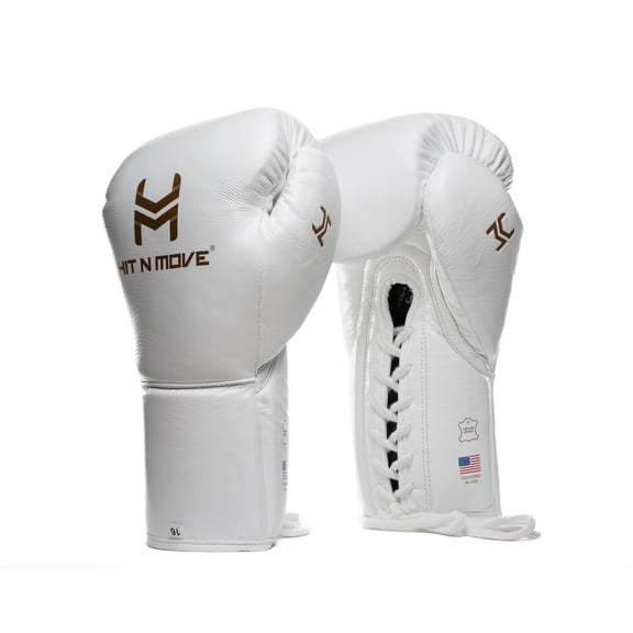 Hit N Move Boxing Gloves - All Day Pro Balance 16oz White - Lace Up