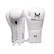 Hit N Move Horse Hair Suvari Boxing Gloves 12oz White - Lace Up