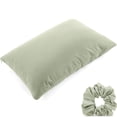 thumbnail image 1 of Hit Notion Beauty Pillow Cover Keeps Hair Tangle Free and Bonus Matched Scrunchie Cadet Grey King - 20" x 36", 1 of 5