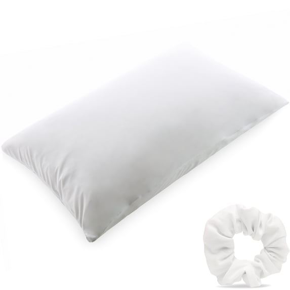 Hit Notion Beauty Pillow Cover Keeps Hair Tangle Free and Bonus Matched Scrunchie White King - 20" x 36"