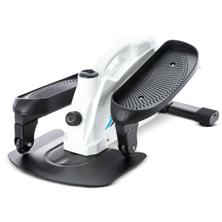 Hit Notion Compact Elliptical Fitness Stand up and Sit Down Step Machine,  Portable Mini Stepper Exercise, While Seated, Handle, Digital Readout, All  the Equipment for a Great Workout in White and Black 