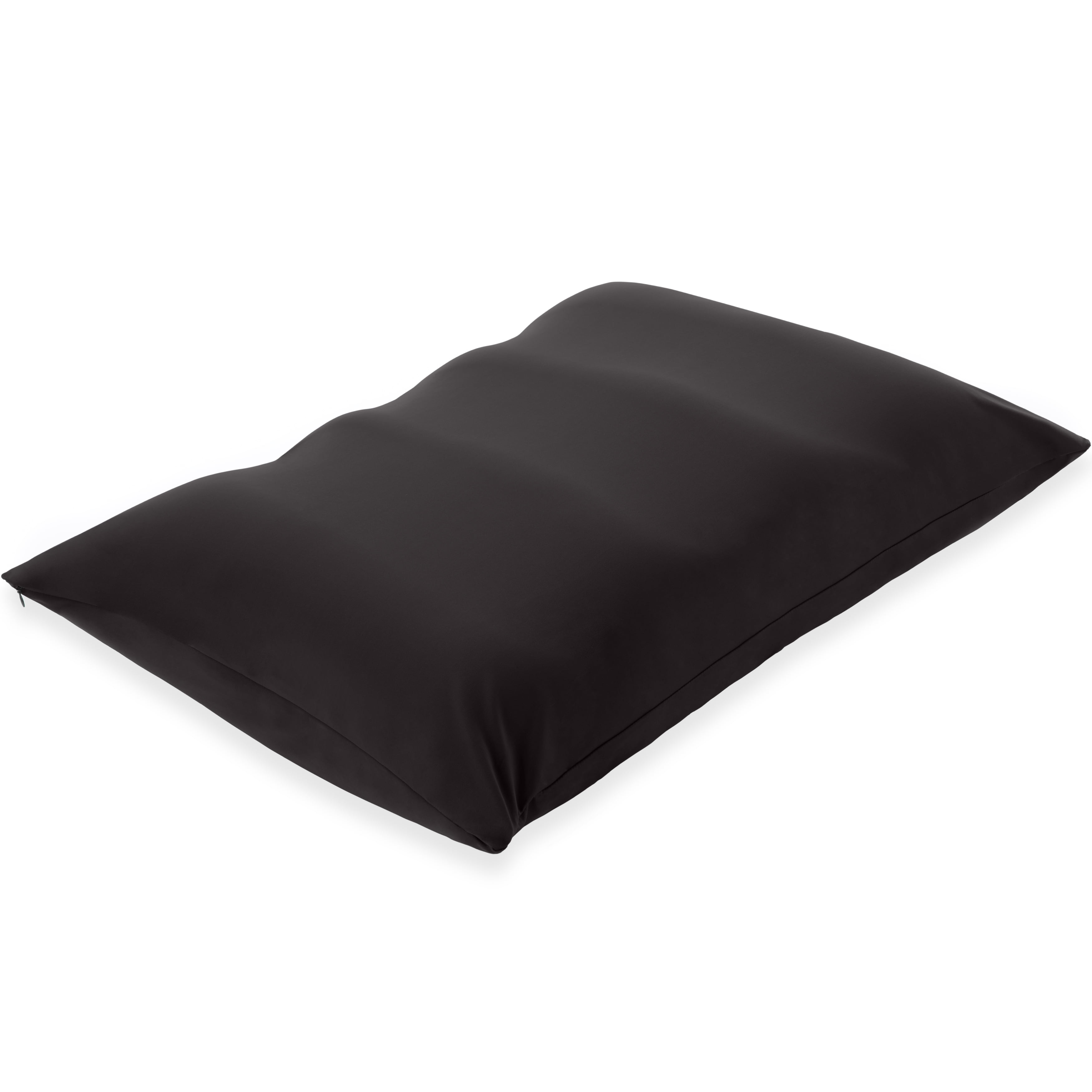 Matte Black X-Large Microbead Cooling Pillow with Silk-like Cover