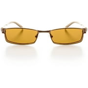 Hit Notion Unisex Clip-on Glasses - Rectangle Shape, Metal Full Rim, Pale Copper Rust