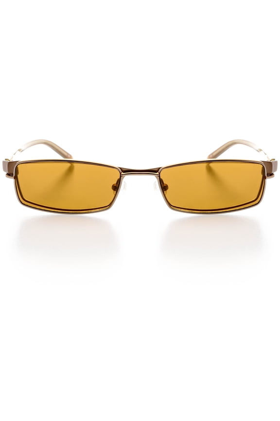 Unisex Clip-on Glasses - Rectangle Shape, Metal Full Rim, Pale Copper Rust