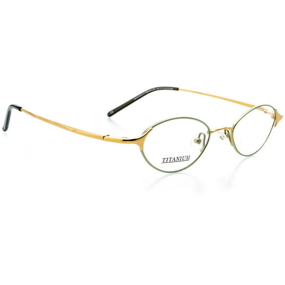 Hit Notion Women's Oval Titanium Full Rim Sunglasses, Teal Gold