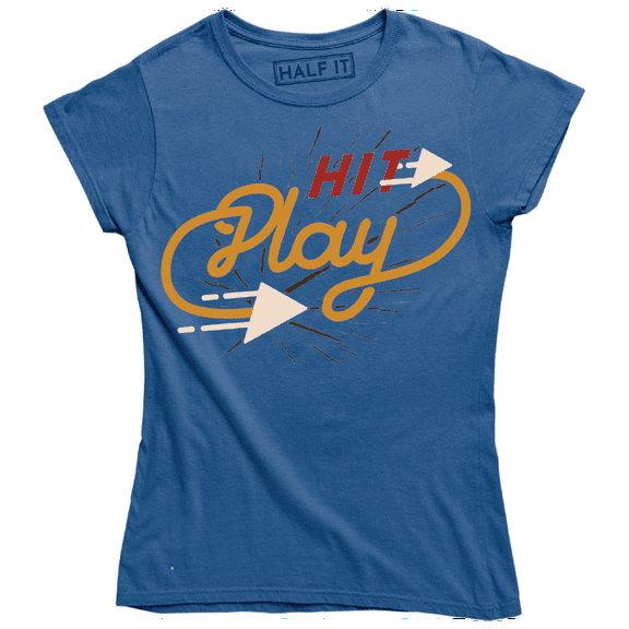 Hit Play In Red And Yellow With Two White Play Buttons Women's T-Shirt
