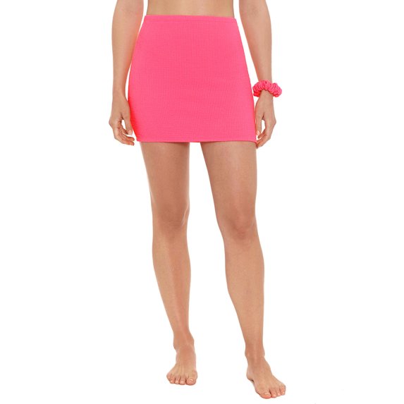 Hit Rewind Juniors Crinkle Mini Skirt Coverup with Scrunchy