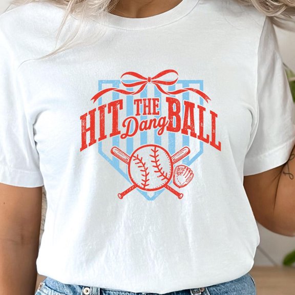 Hit The Ball Shirt Game Day Shirt Women Baseball Bow Shirt Baseball Mom Shirt Cheer Baseba