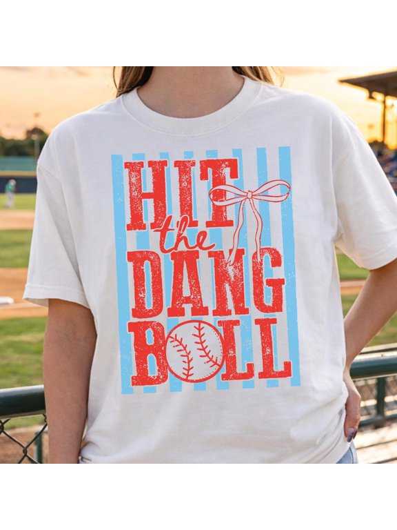Hit The Dang Ball Baseball Mom Shirt Game Day Baseball Tee Distressed Meme Shirt Trendy Re