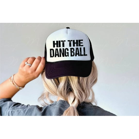 Southern Attitude Designs-Hit The Dang Ball Black & White Unisex Foam Trucker Hat