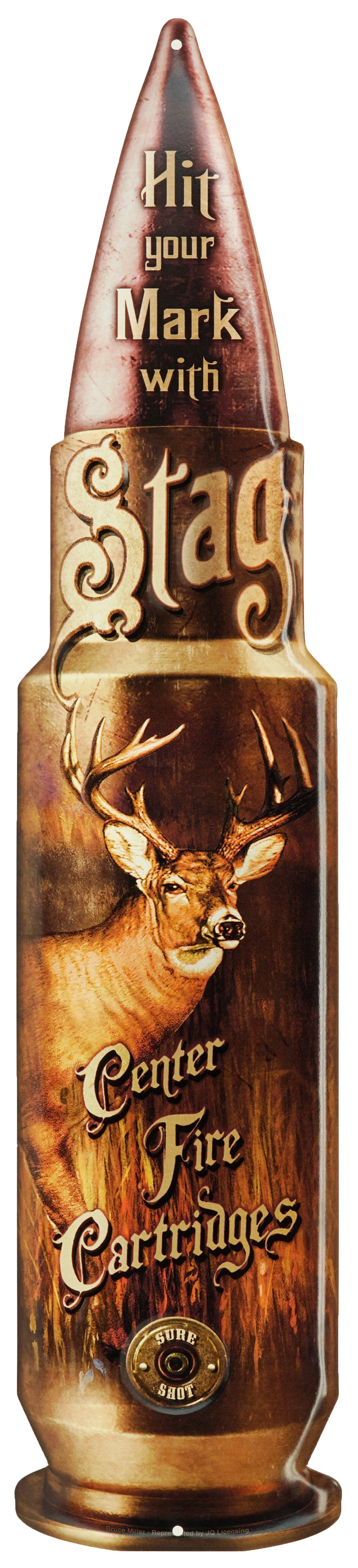 Center Hit Mark Hit Your Mark with Stag Center Fire Cartridges Design Die Cut Tin Sign ...