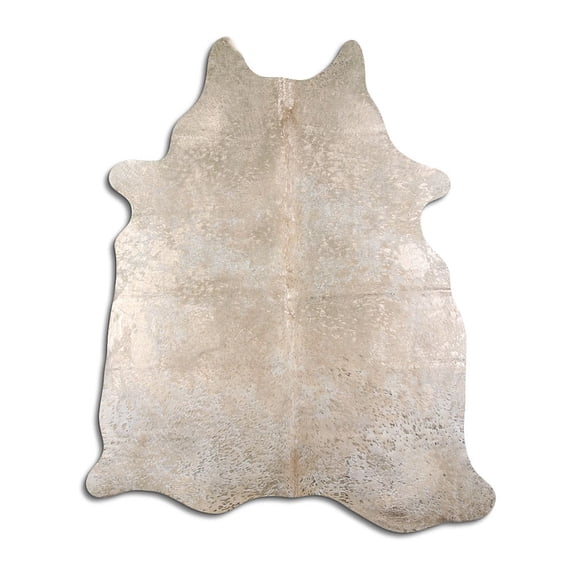 Hit cowhide rugs for sale CHAMPAGNE METALLIC ON WHITE rug