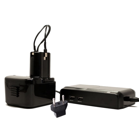 Hitachi 12V Battery + Charger Replacement with EU Adapter - Compatible with Hitachi DS12DVF3, EB1214S, DS 12DVF3, DS12DVF, EB1212S, WH12DAF2, DS12DM, WH 12DMR, DS12DVF2, DS12DVB2, DS12DV, DS 12DM