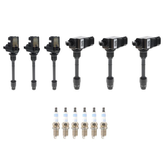 Hitachi 6 Ignition Coil 6 Bosch Platinum Spark Plugs Kit For Maxima V6 VQ30DE