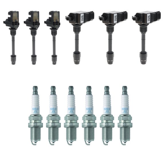 Hitachi 6 Ignition Coil 6 NGK Nickel Spark Plugs Kit For I30 Maxima V6 VQ30DE