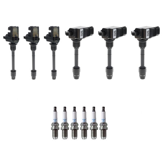 Hitachi 6 Ignition Coil 6 NGK Nickel Spark Plugs Kit For Maxima V6 VQ30DE Sedan