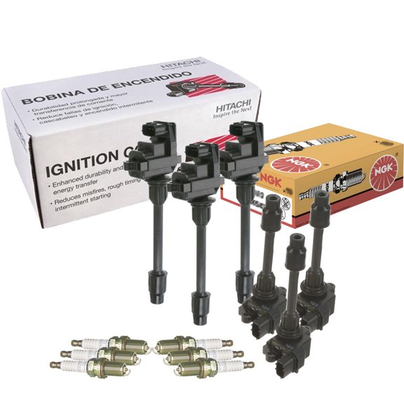 Hitachi 6 Ignition Coils & NGK 6 Standard Spark Plugs Kit For I30 Maxima VQ30DE