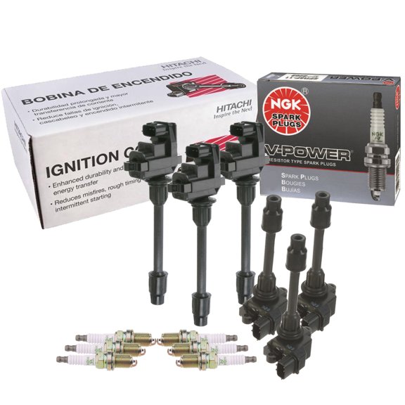Hitachi 6 Ignition Coils & NGK 6 V-Power Spark Plugs Kit For I30 Maxima VQ30DE
