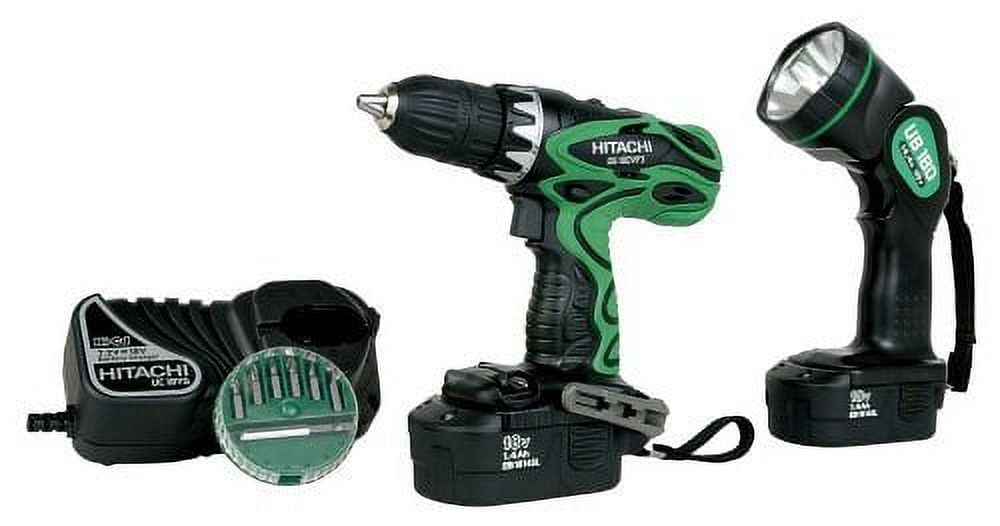 Hitachi DS18DVF3 18-Volt Ni-Cad 1/2-Inch Cordless Drill/Driver Kit ...