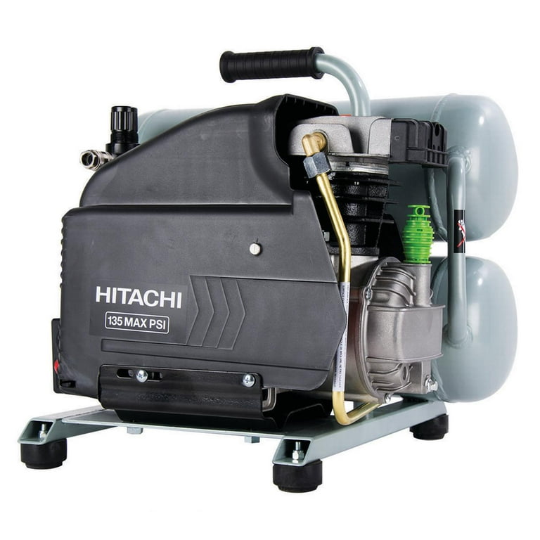 Hitachi EC99S 4 Gallon 2 Hp Portable Twin Stack Air Compressor