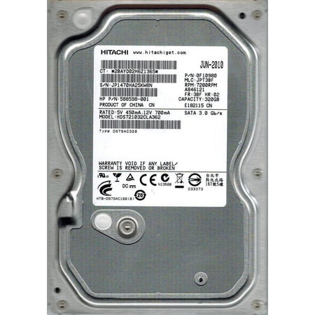 Hitachi HDS721032CLA362 P/N: 0F10980 MLC: JPT3BF 320GB