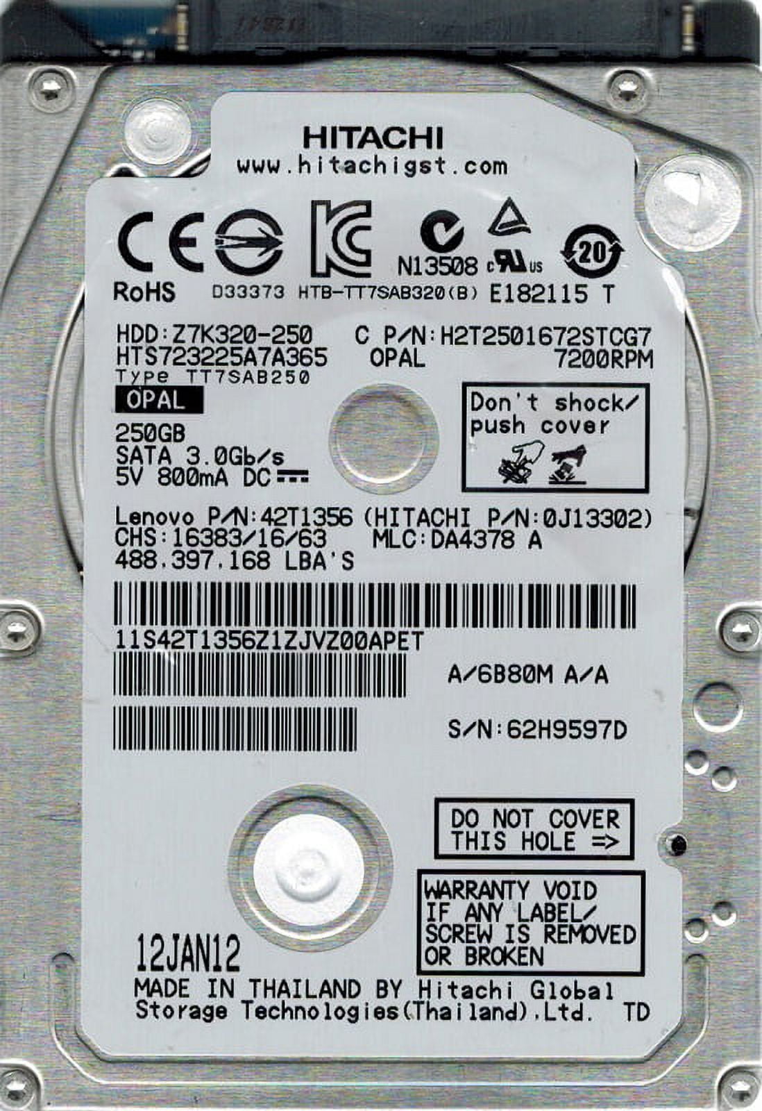 PCパーツ Hitachi hts723225?a7a365?P/N : 0j13302?MLC : da4378?250?GB Hitachi HTS723225A7A365 P/N: 0J13302 MLC: DA4378 250GB
