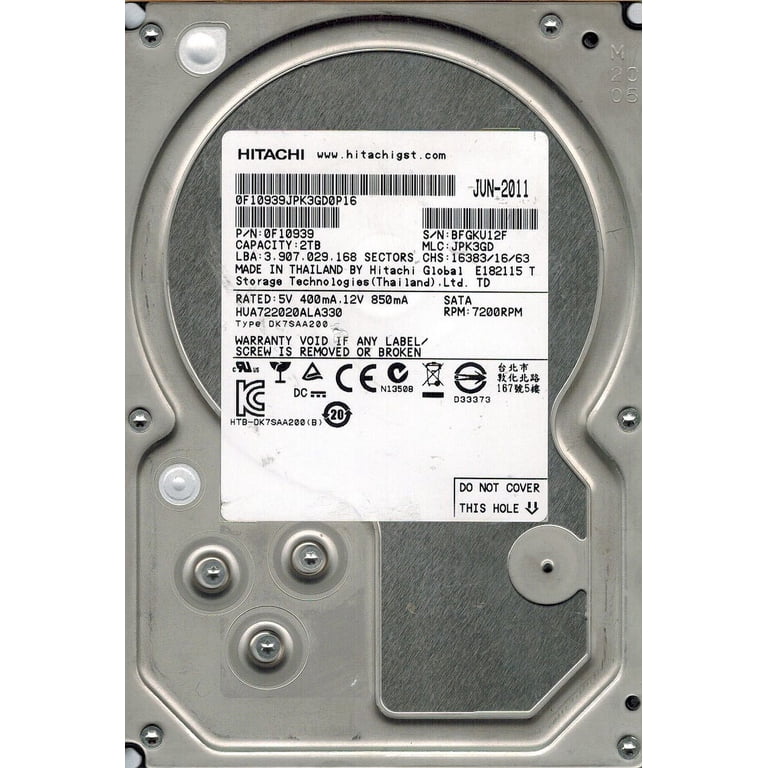 Hitachi HUA722020ALA330 P/N: 0F10939 MLC: JPK3GD 2TB - Walmart.com