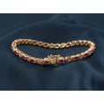 thumbnail image 1 of Hitanshu Jewels 14K Yellow Gold Plated Tennis Bracelet with Round Pink Ruby Gemstones – Elegant Floral Design for Women, 1 of 6