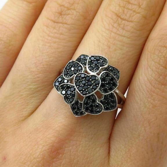 Hitanshu Jewels 2.0Ct Round Cut Black CZ Women Wedding Ring 14k White Gold Finish