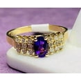 thumbnail image 1 of Hitanshu Jewels 2Ct Oval Cut Purple CZ Women's Engagement Ring 14K Yellow Gold Plated, 1 of 4