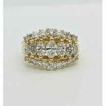 Hitanshu Jewels 3Ct Marquise CZ Engagement Cluster Ring 14K Yellow Gold Finish