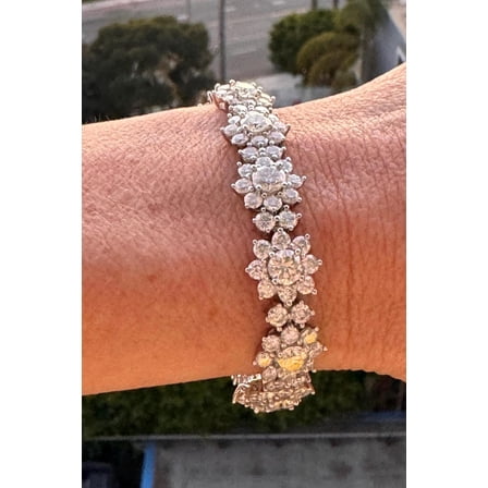 Hitanshu Jewels Floral Statement Tennis Bracelet Dainty Design with Sparkling Stones, Elegant Women's Jewelry Gift