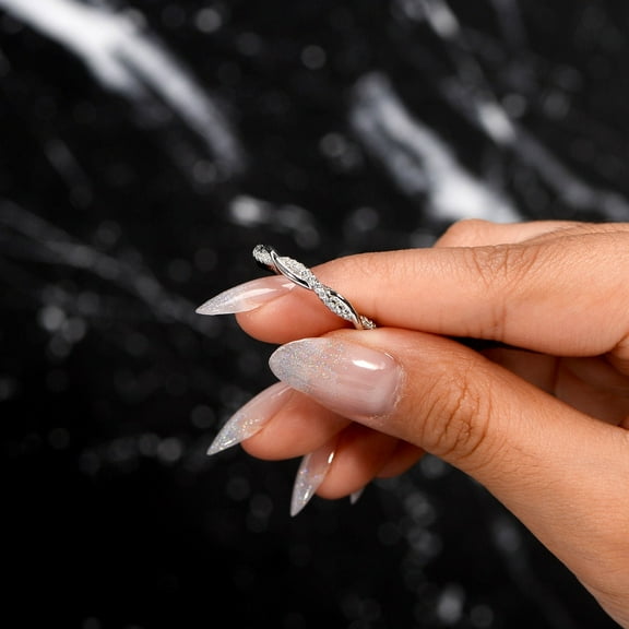 Hitanshu Jewels Full Eternity Twisted Rope Wedding Band Women Ring 14K White Gold Finish Round Cut Cubic Zirconia