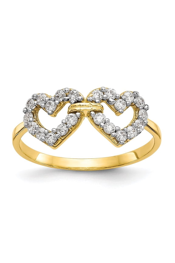 Heart Trio Ring His & Her Set 2 Ct Real Moissanite 14K Two-Tone Gold Plated
