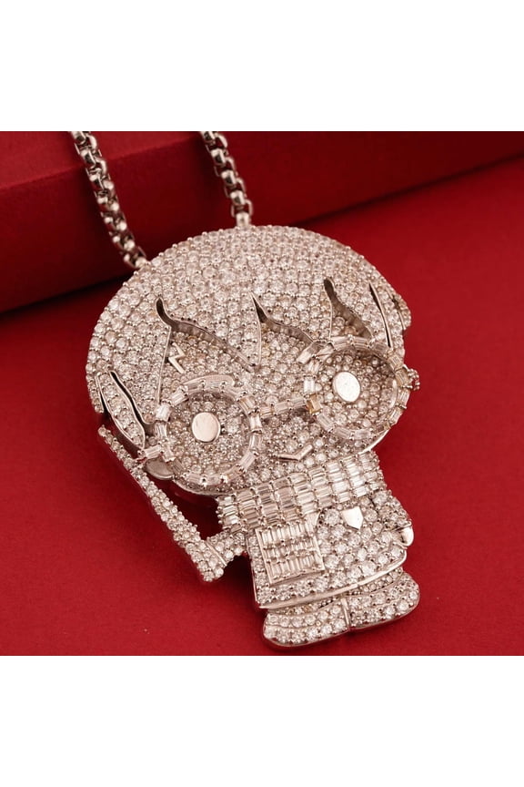 Iced Out Cartoon Character Pendant Silver-Tone with Full CZ Pave for Men