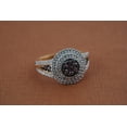 thumbnail image 1 of Hitanshu Jewels Round Cut Brown CZ 14K Yellow Gold Finish Silver Engagement Wedding Halo Ring, 1 of 5
