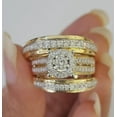 thumbnail image 1 of Hitanshu Jewels Round Cut CZ Trio Wedding Ring Set 14K Yellow Gold Finish Gift for Wife or Husband, 1 of 4