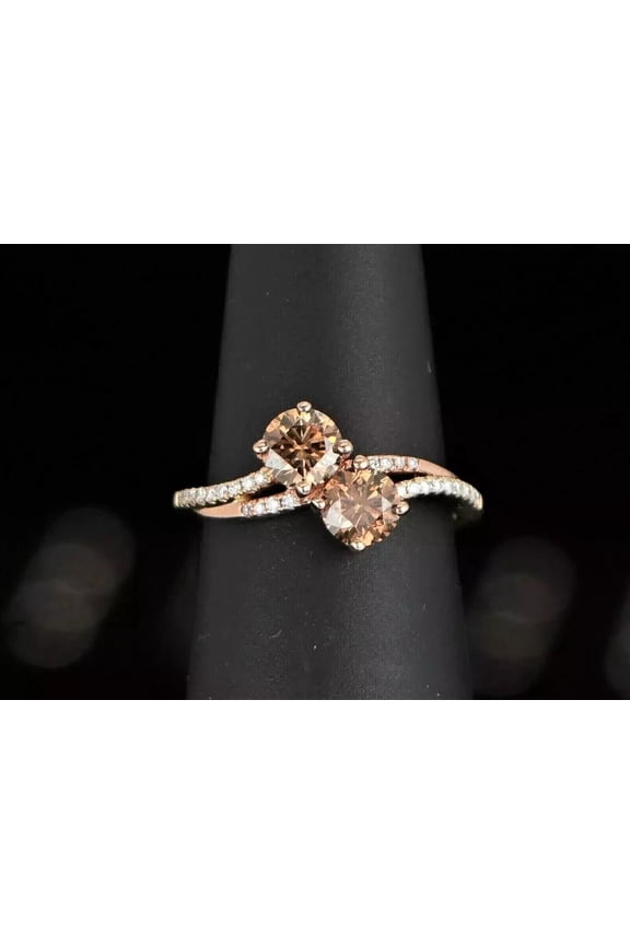 Round Cut Chocolate Cubic Zirconia Women's Wedding Engagement Ring 14K Rose Gold Plated
