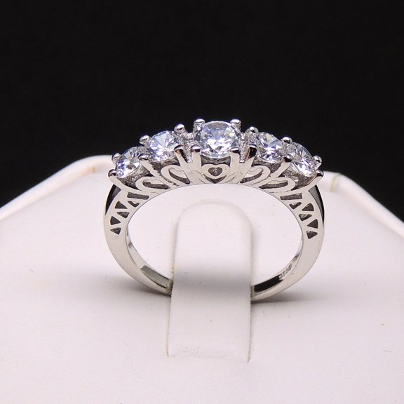 Hitanshu Jewels Round Cut Cubic Zirconia 14K White Gold Plated Wedding Ring For Her