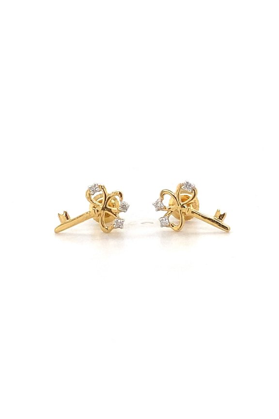 Round Cut Cubic Zirconia 14K Yellow Gold Finish Key Earrings