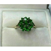 Hitanshu Jewels Round Cut Green Cubic Zirconia Wedding Band Ring for Her 14K White Gold Finish