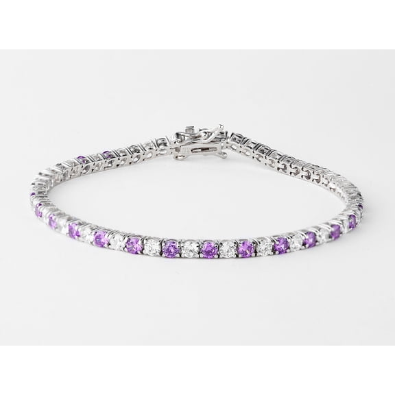 Hitanshu Jewels Women's Tennis Bracelet 14k White Gold Plated Round Cut Purple Cubic Zirconia